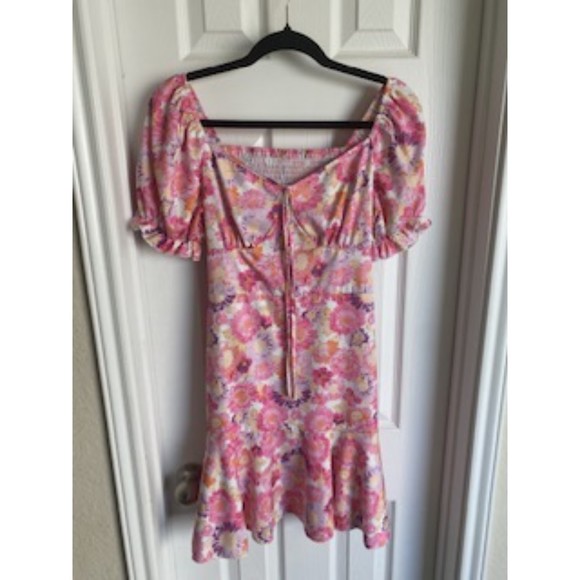 MOLICUTY FLORAL PINK DRESS, SZ L - Picture 1 of 9